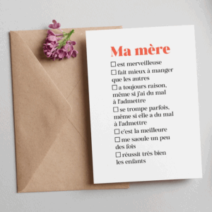 Carte "Maman" - carte à cocher