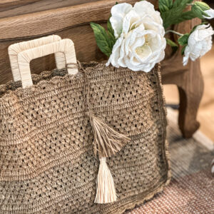 Sac Raphia Pompon - Fait main