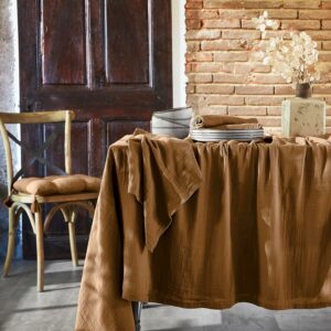 Nappe en gaze de coton - 150 x 350 Camel
