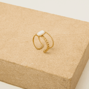 Bague Marine - Agate Blanche